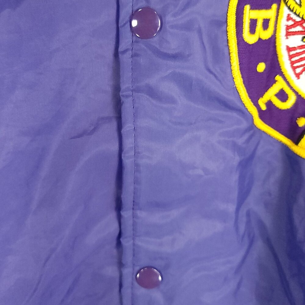 Vtg Warm Up Satin Jacket Men's XL Purple Peekskill Elks Snap Front Distressed - Picture 4 of 14
